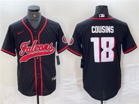 Cheap Men\'s Atlanta Falcons #18 Kirk Cousins Black With Patch Cool Base Baseball Stitched Jersey
