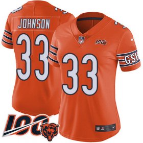 Wholesale Cheap Nike Bears #33 Jaylon Johnson Orange Women\'s Stitched NFL Limited Rush 100th Season Jersey