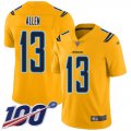 Wholesale Cheap Nike Chargers #13 Keenan Allen Gold Men's Stitched NFL Limited Inverted Legend 100th Season Jersey