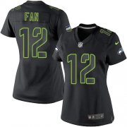Wholesale Cheap Nike Seahawks #12 Fan Black Impact Women's Stitched NFL Limited Jersey