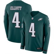 Wholesale Cheap Nike Eagles #4 Jake Elliott Midnight Green Team Color Men's Stitched NFL Limited Therma Long Sleeve Jersey
