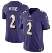 Cheap Men's Baltimore Ravens #2 Nate Wiggins Purple 2024 Draft F.U.S.E. Vapor Limited Football Jersey