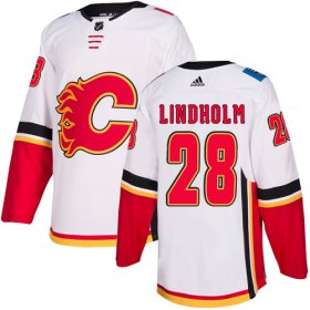 Wholesale Cheap Adidas Flames #28 Elias Lindholm White Road Authentic Stitched NHL Jersey