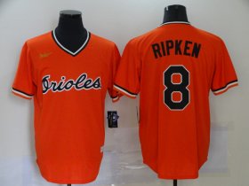 Wholesale Cheap Men\'s Baltimore Orioles #8 Cal Ripken Jr. Orange Pullover Cooperstown Collection Stitched MLB Nike Jersey