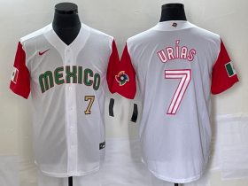Wholesale Cheap Men\'s Mexico Baseball #7 Julio Urias Number 2023 White Red World Classic Stitched Jersey 43