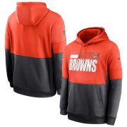 Wholesale Cheap Cleveland Browns Nike Sideline Impact Lockup Performance Pullover Hoodie Orange Charcoal