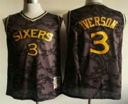 Wholesale Cheap Men's Philadelphia 76ers #3 Allen Iverson 1996-97 Purple With Yellow Hardwood Classics Soul Swingman Throwback Jersey
