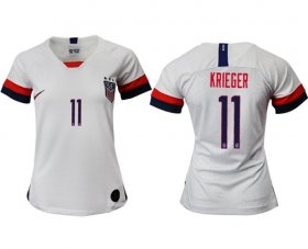Wholesale Cheap Women\'s USA #11 Krieger Home Soccer Country Jersey