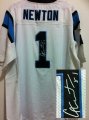 Wholesale Cheap Nike Panthers #1 Cam Newton White Men's Stitched NFL Elite Autographed Jersey