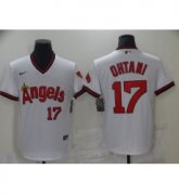 Wholesale Cheap Men's Nike Los Angeles Angels #17 Shohei Ohtani White Throwback Baseball Jersey