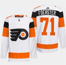 Cheap Men\'s Philadelphia Flyers #71 Tyson Foerster White 2024 Stadium Series Stitched Jersey