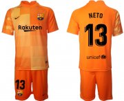 Wholesale Cheap Men 2021-2022 Club Barcelona orange red goalkeeper 13 Soccer Jersey