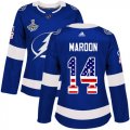 Cheap Adidas Lightning #14 Pat Maroon Blue Home Authentic USA Flag Women's 2020 Stanley Cup Champions Stitched NHL Jersey