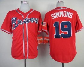Wholesale Cheap Braves #19 Andrelton Simmons Red Cool Base Stitched MLB Jersey