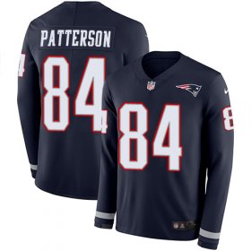 Wholesale Cheap Nike Patriots #84 Cordarrelle Patterson Navy Blue Team Color Men\'s Stitched NFL Limited Therma Long Sleeve Jersey