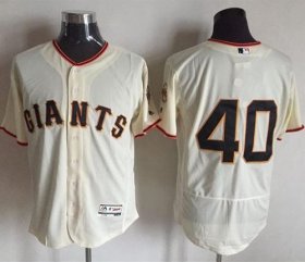 Wholesale Cheap Giants #40 Madison Bumgarner Cream Flexbase Authentic Collection Stitched MLB Jersey