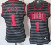 Wholesale Cheap Chicago Bulls #1 Derrick Rose Gray With Black Pinstripe Womens Jersey