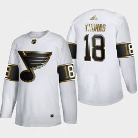 Wholesale Cheap St. Louis Blues #18 Robert Thomas Men\'s Adidas White Golden Edition Limited Stitched NHL Jersey