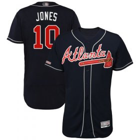 Wholesale Cheap Braves #10 Chipper Jones Navy Blue Flexbase Authentic Collection Stitched MLB Jersey