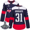 Wholesale Cheap Adidas Capitals #31 Philipp Grubauer Navy Authentic 2018 Stadium Series Stanley Cup Final Champions Women's Stitched NHL Jersey