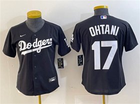 Cheap Women\'s Los Angeles Dodgers #17 Shohei Ohtani Black Stitched Jersey(Run Small)