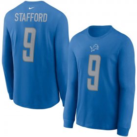 Wholesale Cheap Detroit Lions #9 Matthew Stafford Nike Player Name & Number Long Sleeve T-Shirt Blue