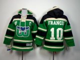Wholesale Cheap Whalers #10 Ron Francis Green Sawyer Hooded Sweatshirt Stitched Youth NHL Jersey