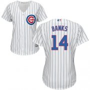 Wholesale Cheap Cubs #14 Ernie Banks White(Blue Strip) Home Women's Stitched MLB Jersey