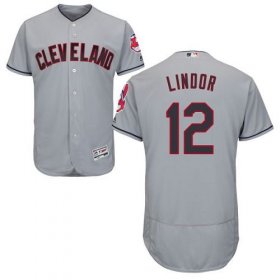 Wholesale Cheap Indians #12 Francisco Lindor Grey Flexbase Authentic Collection Stitched MLB Jersey