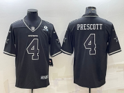 Wholesale Cheap Men's Dallas Cowboys #4 Dak Prescott Black With 1960 Patch Limited Stitched Football Jersey