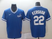 Wholesale Cheap Men Los Angeles Dodgers 22 Kershaw Blue Game Throwback Nike 2022 MLB Jersey