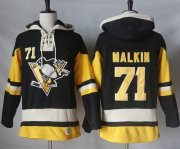 Wholesale Cheap Penguins #71 Evgeni Malkin Black Alternate Sawyer Hooded Sweatshirt Stitched NHL Jersey