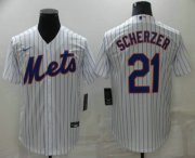 Wholesale Cheap Men's New York Mets #21 Max Scherzer White Stitched MLB Cool Base Nike Jersey