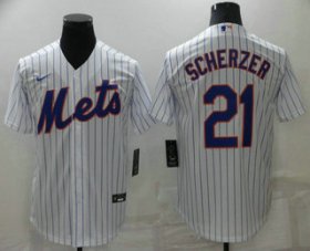 Wholesale Cheap Men\'s New York Mets #21 Max Scherzer White Stitched MLB Cool Base Nike Jersey