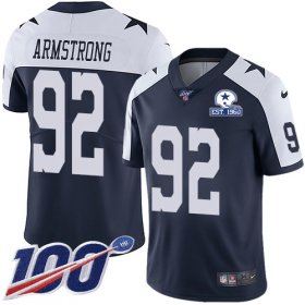 Wholesale Cheap Nike Cowboys #92 Dorance Armstrong Navy Blue Thanksgiving Men\'s Stitched With Established In 1960 Patch NFL 100th Season Vapor Untouchable Limited Throwback Jersey