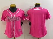 Wholesale Cheap Women's Dallas Cowboys Blank Pink With Patch Cool Base Stitched Baseball Jersey