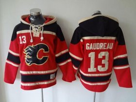Wholesale Cheap Flames #13 Johnny Gaudreau Red Sawyer Hooded Sweatshirt Stitched NHL Jersey