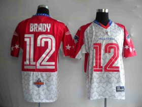 Wholesale Cheap Patriots #12 Tom Brady Red 2010 Pro Bowl Stitched NFL Jersey