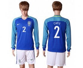 Wholesale Cheap Brazil #2 Cafu Away Long Sleeves Soccer Country Jersey
