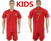 Wholesale Cheap Kids Portugal #7 Ronaldo Home Soccer Country Jersey
