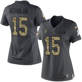 Wholesale Cheap Nike Raiders #15 Nelson Agholor Black Women\'s Stitched NFL Limited 2016 Salute to Service Jersey