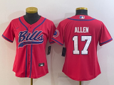 Wholesale Cheap Women's Buffalo Bills #17 Josh Allen Red Stitched Cool Base Nike Baseball Jersey