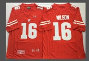 Wholesale Cheap Men's Wisconsin Badgers #16 Russell Wilson Red Stitched College Football 2016 Under Armour NCAA Jersey