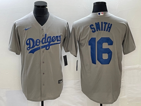 Wholesale Cheap Men\'s Los Angeles Dodgers #16 Will Smith Grey Stitched Cool Base Nike Jersey