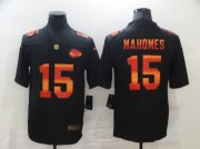 Wholesale Cheap Men's Kansas City Chiefs #15 Patrick Mahomes Black Red Orange Stripe Vapor Limited Nike NFL Jersey