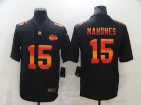 Wholesale Cheap Men\'s Kansas City Chiefs #15 Patrick Mahomes Black Red Orange Stripe Vapor Limited Nike NFL Jersey