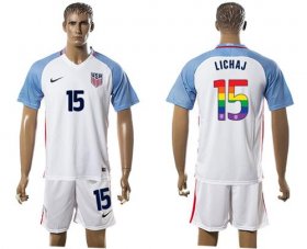 Wholesale Cheap USA #15 Lichaj White Rainbow Soccer Country Jersey