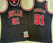 Wholesale Cheap Men's Chicago Bulls #91 Dennis Rodman 1997-98 Black Hardwood Classics Soul AU Throwback Jersey