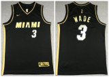 Wholesale Cheap Men's Miami Heat #3 Dwyane Wade NEW 2020 Black Golden Edition Nike Swingman Jersey