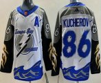 Cheap Men's Tampa Bay Lightning #86 Nikita Kucherov White 2022 Reverse Retro Authentic Jersey